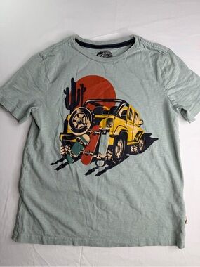 C&C California Light Green Tee with Yellow Jeep and Skateboards
